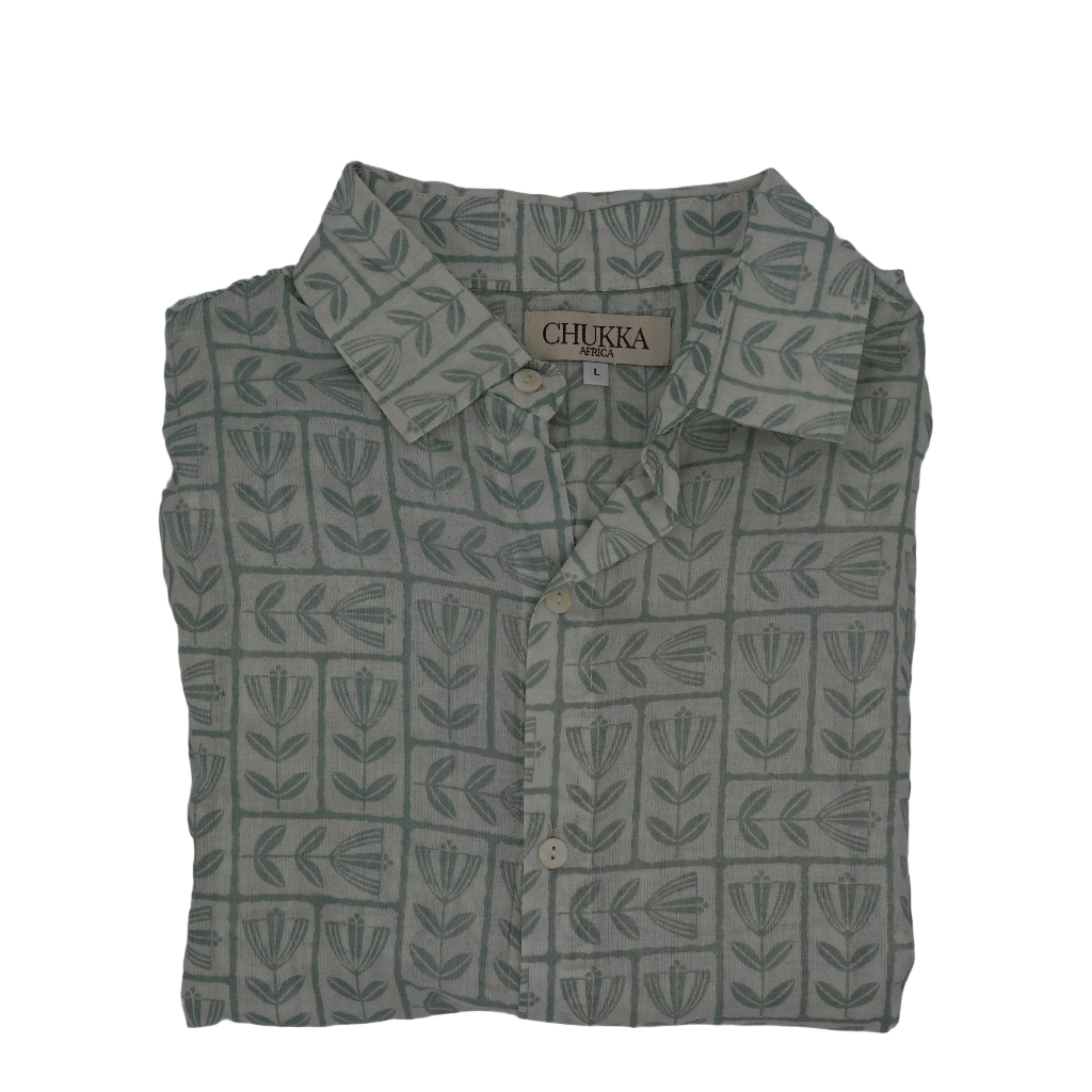 CHUKKA Shirt - Blocked Light Green Floral